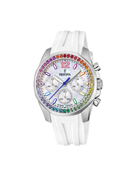 Montre FESTINA BOYFRIEND  F20610/2 IVORY RAINBOW BRACELET CAOUTCHOUC