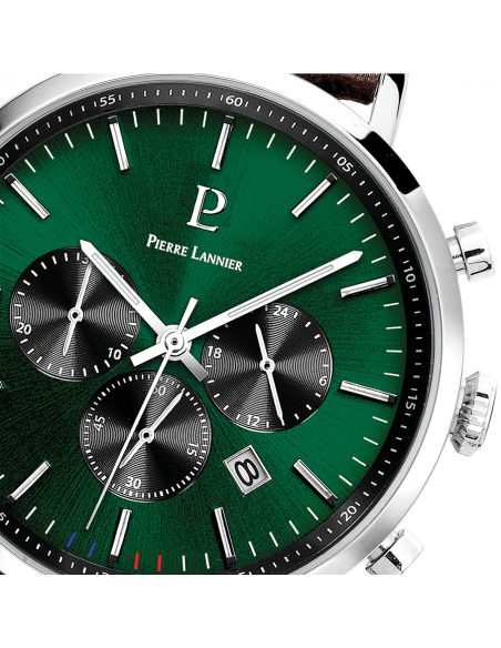 Montre Pierre Lannier BARON 219G164  Vert Bracelet brun