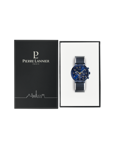 Montre Pierre Lannier BARON 220H469  PVD Bleu milanais