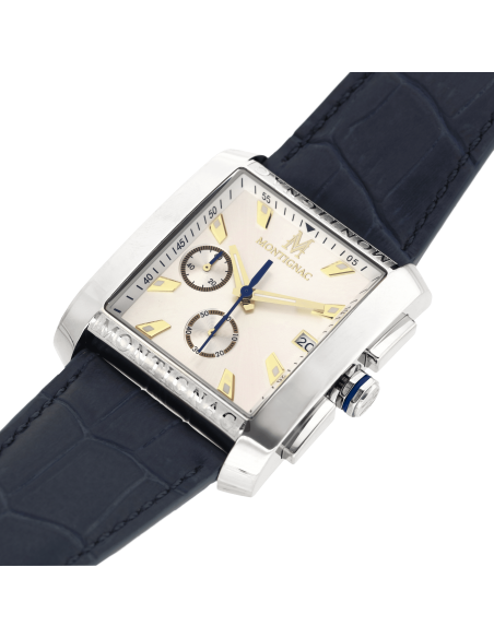 Montre Quartz MONTIGNAC MOW1010 Bracelet cuir bleu