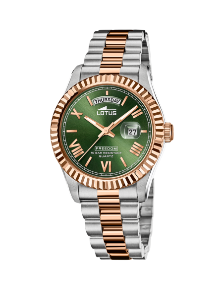 Montre LOTUS FREEDOM 18856/3 BICOLORE CADRAN VERT