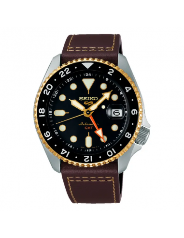 Montre Seiko 5 Sport SSK036K1 GMT Automatique Cuir Marron