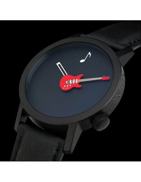 Montre AKTEO Guitare Rouge 42mm PVD noir Amu58