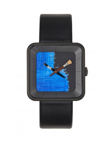 Montre AKTEO Peinture Bleue Square 35 PVD Noir APe42