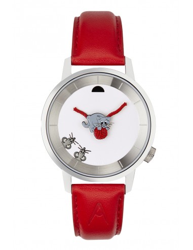 Montre AKTEO Chaton W 38mm UNa17 Cuir Rouge