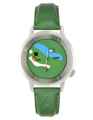 Montre AKTEO Golf 1 38mm Acier SIn32 Bracelet Vert